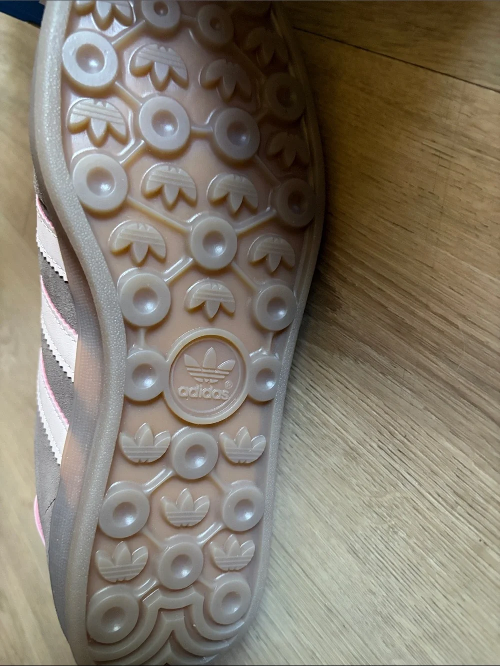 adidas Brown Suede Sneaker with Light Pink Stripes